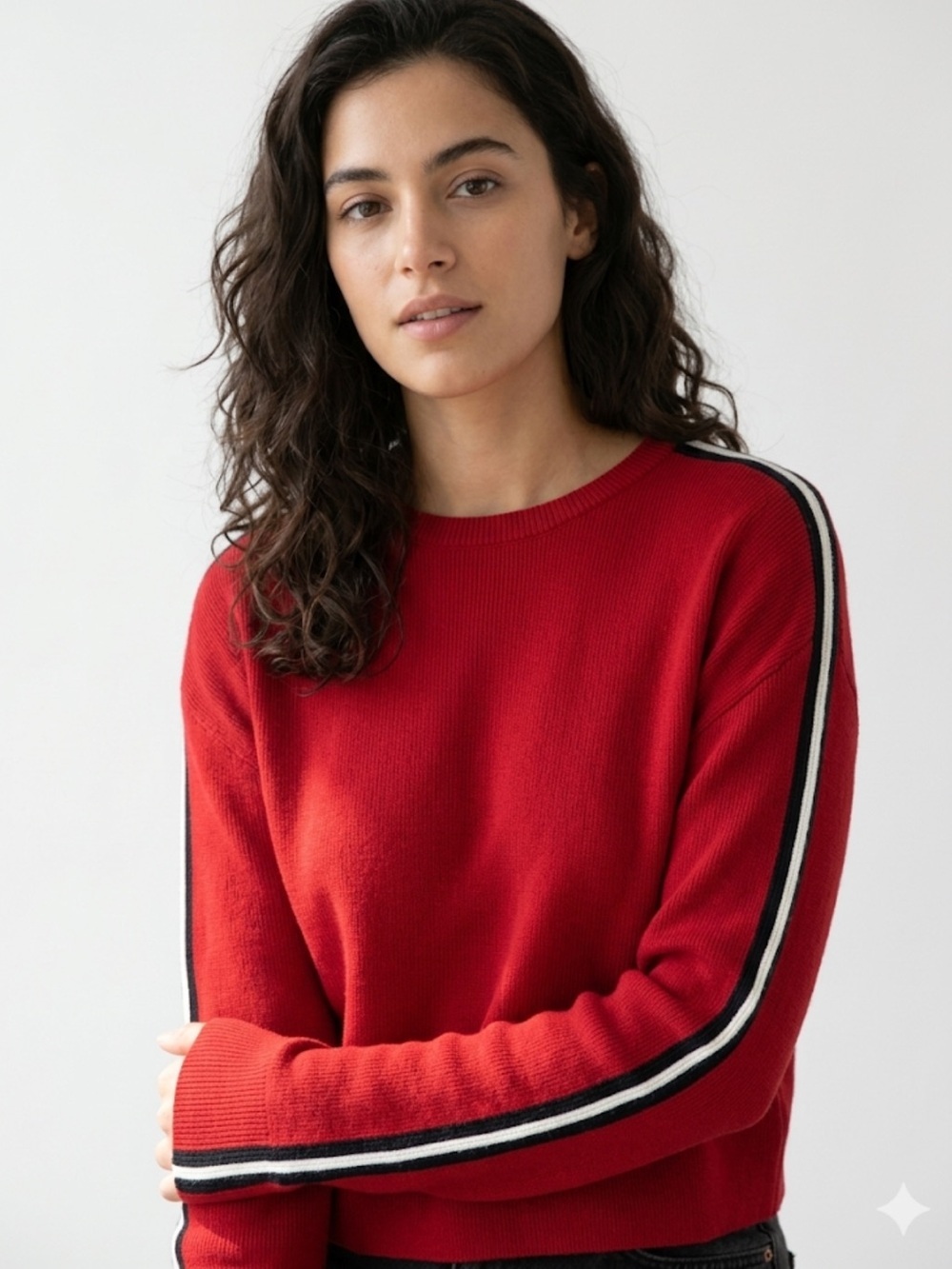 Brandy Melville Striped Sleeve Knit Top | Y2K Street‑Casual | Red
